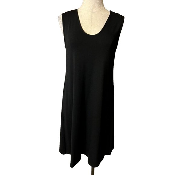 Eileen Fisher Dress Black XS Extra Small Stretch Pleat Back Sleeveless NEW - Picture 1 of 4